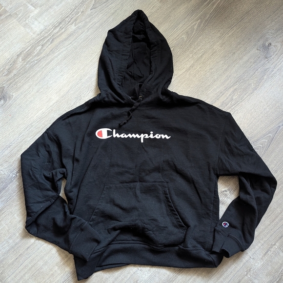 Black Champion Hoodie Size M - Picture 1 of 6